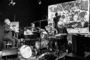 EM! UMELIEDER - Ruedi Häusermann, Marco Käppeli, Claude Meier & Lorenz Rieser, 01.05.19, Foto: Seraina Kurt